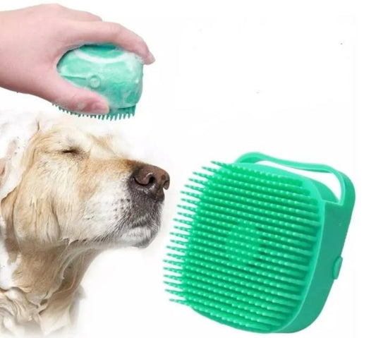 🛁🐾 Cepillo Masajeador con Dispensador de Shampoo 🐶🐱